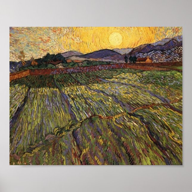 Enclosed Field Rising Sun (F737) Van Gogh Fine Art Poster (Vorne)