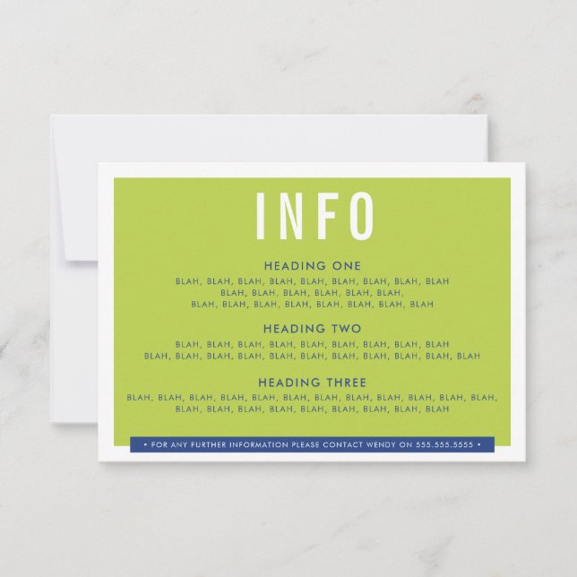 ENCLOSURE DETAIL Spaß kühn Block Limon königsblau RSVP Karte (Vorderseite)