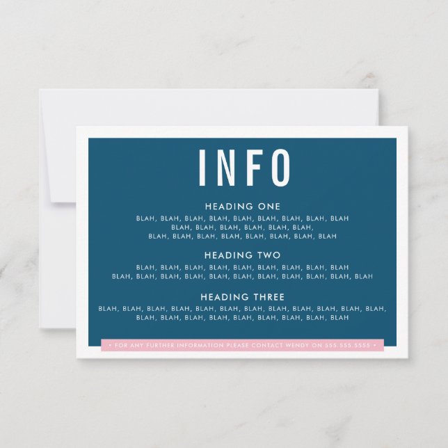 ENCLOSURE DETAILS Fantastisch fett und blau rosa RSVP Karte (Vorderseite)