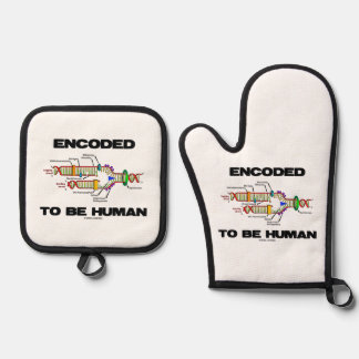 Encoded to be Human DNA Replication Geek Spaß Ofenhandschuh & Topflappen-Set
