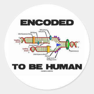 Encoded to be human (DNA-Replikation) Runder Aufkleber