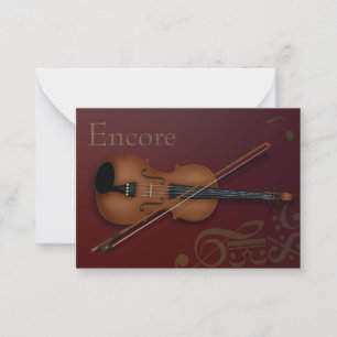"Encore" Violine & Bow Elegantes Burgund nach Maß Mitteilungskarte