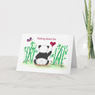 Encouragement Panda Bamboo Butterfly Heart Balloon Karte