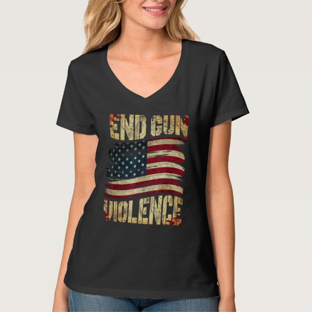 End Gun Violence Awareness US Flag Gun Control T-Shirt (Vorderseite)