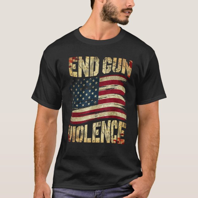 End Gun Violence Awareness US Flag Gun Control T-Shirt (Vorderseite)