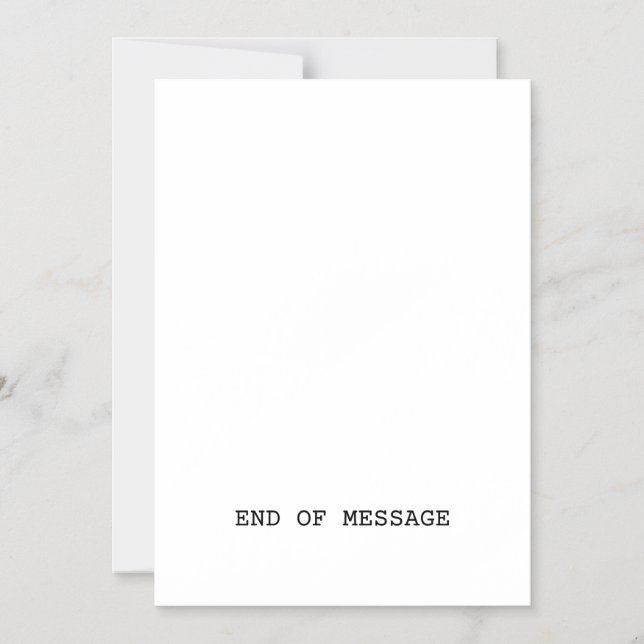 End Of Message Minimalist Typewriter  Magneteinladung (Vorderseite)