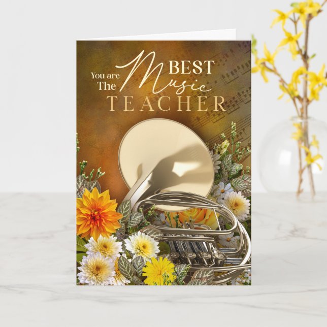 End-Of-Year French Horn Music Teacher Thank You Karte (Gelbe Blume)