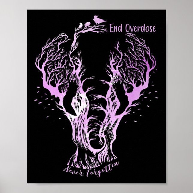 End Overdose Never Forget Line Art Sketch Ornate E Poster (Vorne)