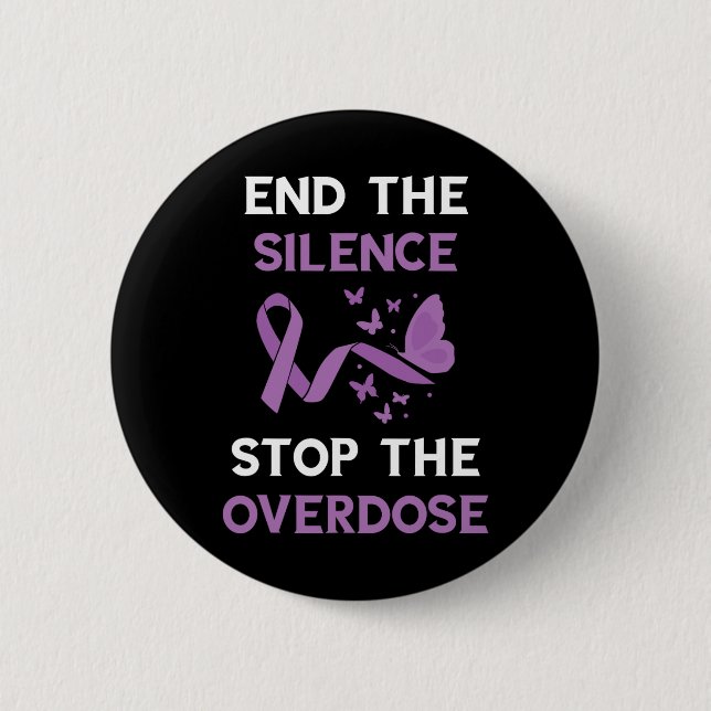 End The Silence Purple Ribbon Overdose Awareness M Button (Vorderseite)