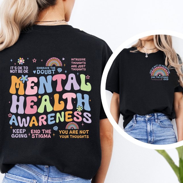 End the Stigma Around OCD Retro Mental Health T-Shirt (Von Creator hochgeladen)