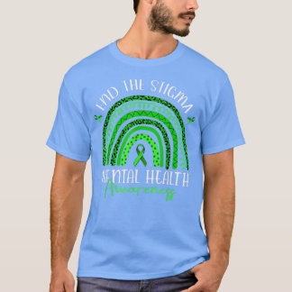 End The Stigma Mental Health Awareness Rainbow Rib T-Shirt