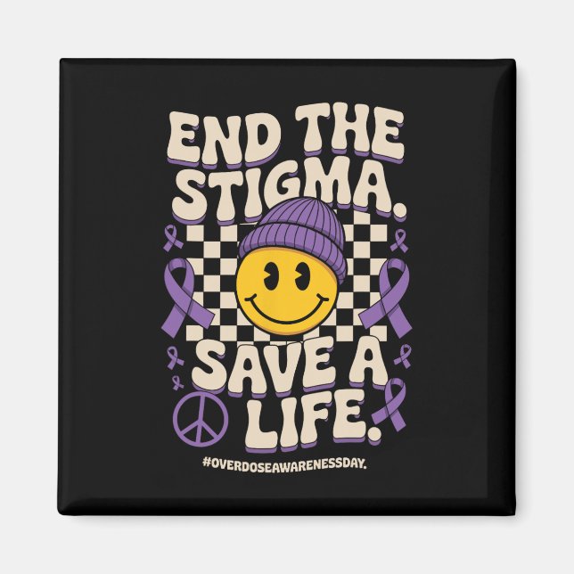 End The Stigma Save A Life Groovy Overdose Awarene Magnet (Vorne)