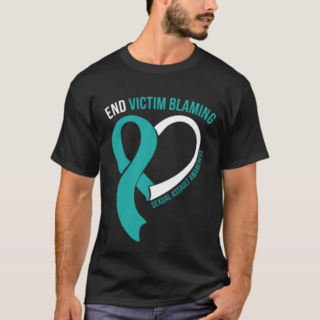 End Victim Blaming Ribbon Hörgeschenke Bewusstsein T-Shirt (Vorderseite)