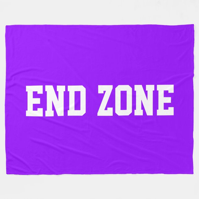 END ZONE Athletic White Text On Fun Bright Purple Fleecedecke (Vorderseite (Horizontal))