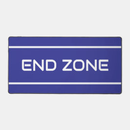 END ZONE Modern White Text Stripes On Deep Blue Schreibtischunterlage