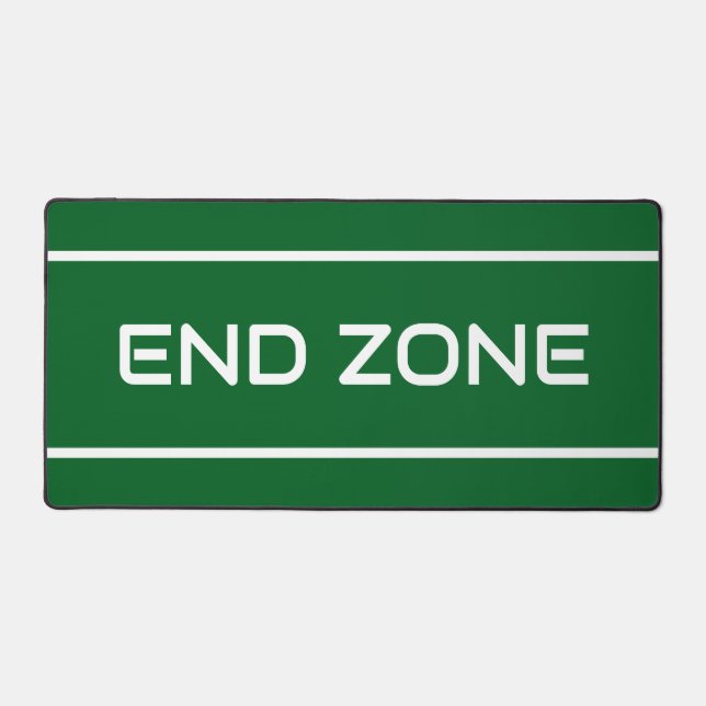 END ZONE Modern White Text Stripes On Deep Green Schreibtischunterlage (Vorderseite)