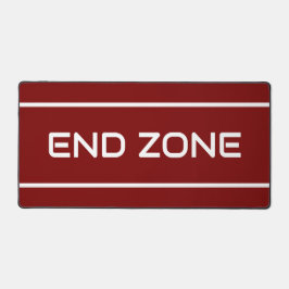 END ZONE Modern White Text Stripes On Deep Red Schreibtischunterlage