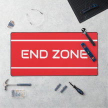 END ZONE Moderne weiße Textstreifen auf hellrot