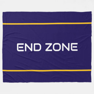 END ZONE Spaß Text Gelb Orange Marineblau Streifen Fleecedecke