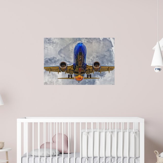 Endanflug mit sehr bewölktem Himmel Poster (Kinderzimmer 2)
