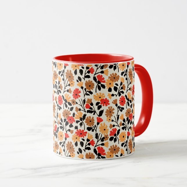 Endblätter des Art floral Muster Tasse (VorderseiteRechts)