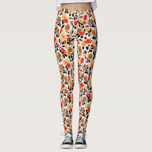 Endblätter des künstlerischen Blumenmusters Leggings