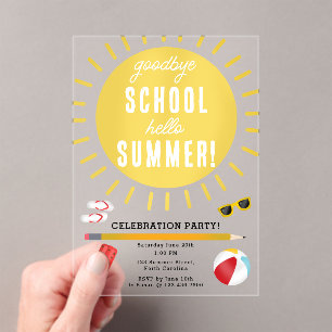 Ende der Schule Goodbye Hello Summer Kids Party Acryleinladungen