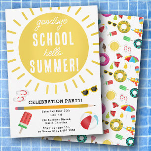 Ende der Schule Goodbye Hello Summer Kids Party Einladung
