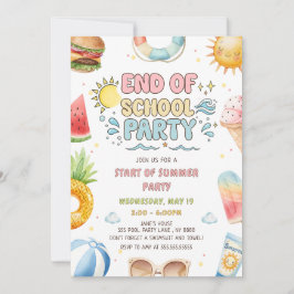 Ende der Schule und Beginn der Sommerparty Einladung
