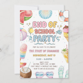 Ende der Schule und Beginn der Sommerparty Einladung