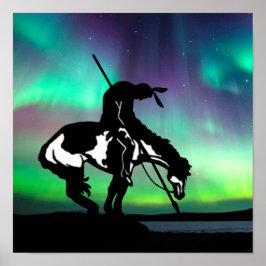 Ende der Silhouette mit Nordlichter Poster