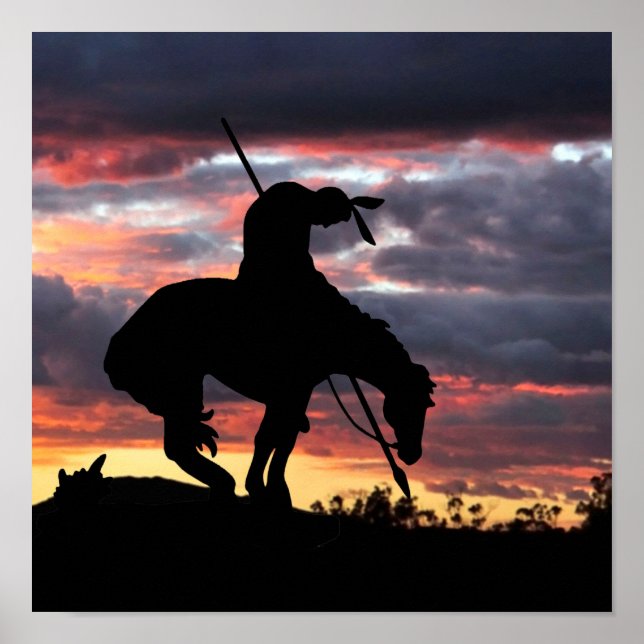 Ende der Trail-Silhouette mit Sonnenuntergang Poster (Vorne)