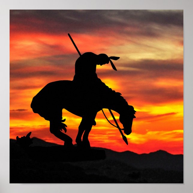 Ende der Trail-Silhouette mit Sonnenuntergang Poster (Vorne)