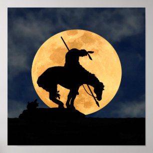 Ende der Trail-Silhouette mit Vollmond Poster
