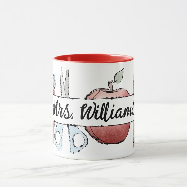 Ende des Jahres Lehrer Wertschätzung Apfel Doodle Tasse (Zentrum)