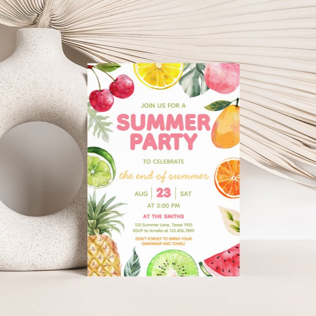 Ende des Party Einladung (Summer Fruits End of Summer Party Invitation)