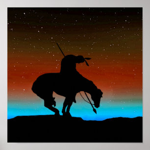 Ende des Trail Sihouette mit Nachthimmel Poster