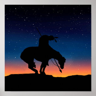 Ende des Trail Sihouette mit Nachthimmel Poster