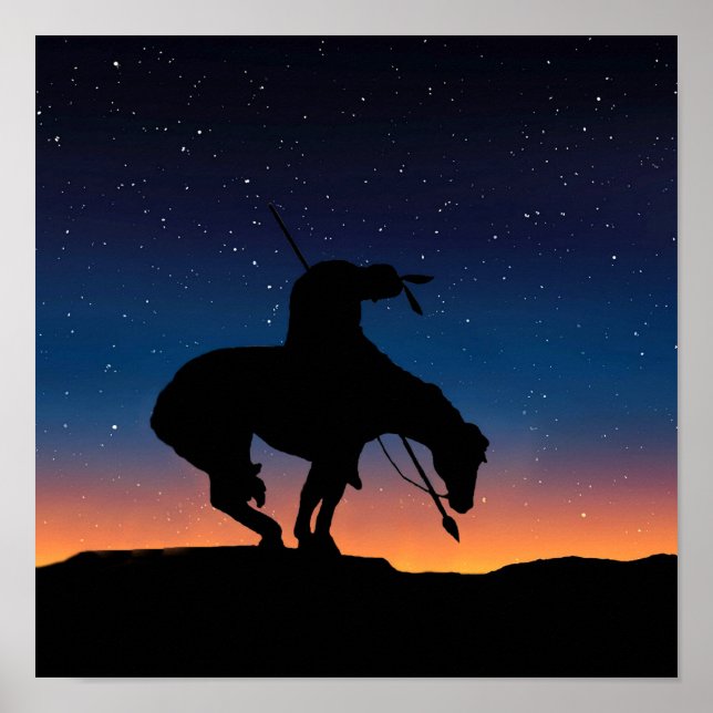 Ende des Trail Sihouette mit Nachthimmel Poster (Vorne)