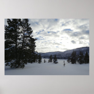 Ende eines Schneetages im Yellowstone Nationalpark Poster