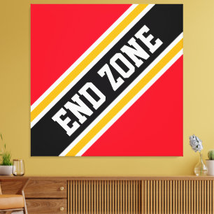 ENDE ZONE Bright Red Gelb Black Racing Streifen Leinwanddruck