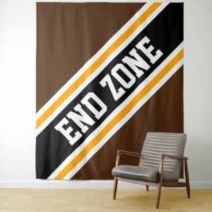 ENDE ZONE Fett Athletic Brown Black Racing Streife Wandteppich