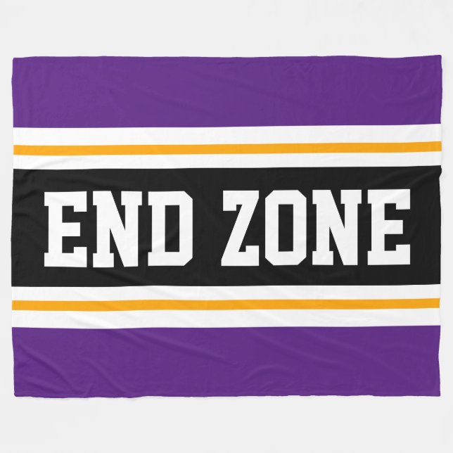 ENDE ZONE Fett Lila-Gelbe schwarze Fußballstreifen Fleecedecke (Vorderseite (Horizontal))