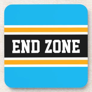 ENDE ZONE Fun Bright Sky Blue Yellow Black Stripes Getränkeuntersetzer