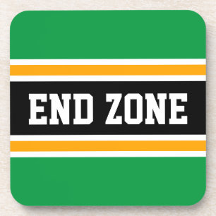 ENDE ZONE Fun Green Yellow Black Sporty Stripes Getränkeuntersetzer