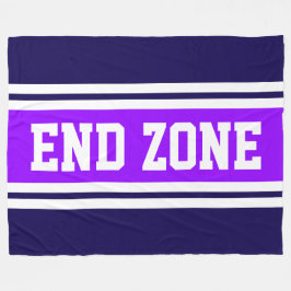 ENDE ZONE Helle Lila Navy White Football Strips Fleecedecke