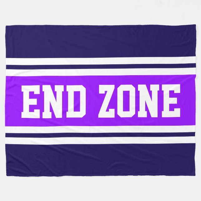 ENDE ZONE Helle Lila Navy White Football Strips Fleecedecke (Vorderseite (Horizontal))
