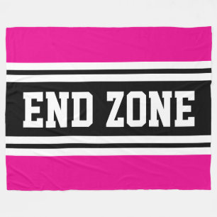 ENDE ZONE Hellrosa Schwarz-weiße Fußballstreifen Fleecedecke