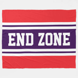 ENDE ZONE Hellrot Lila weiße Fußballstreifen Fleecedecke