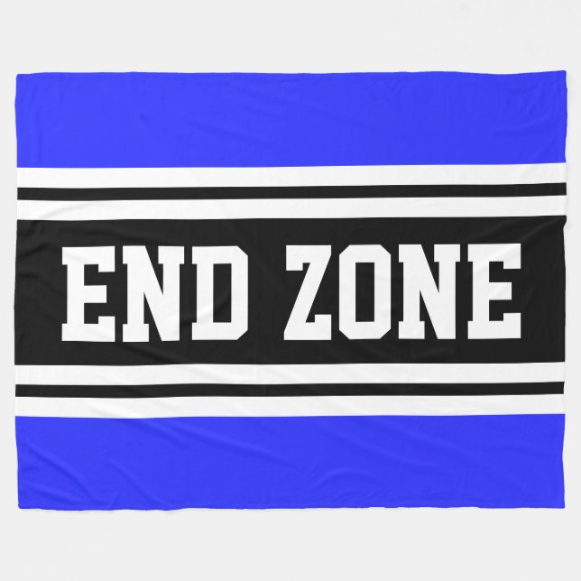 ENDE ZONE Royal Blue Schwarz-weiß Football Strips Fleecedecke (Vorderseite (Horizontal))